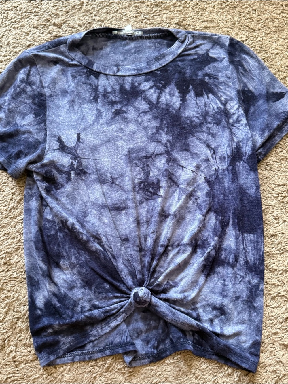 Charlotte Russe Women’s XS Navy and White Tye Dye Front Tie Shirt